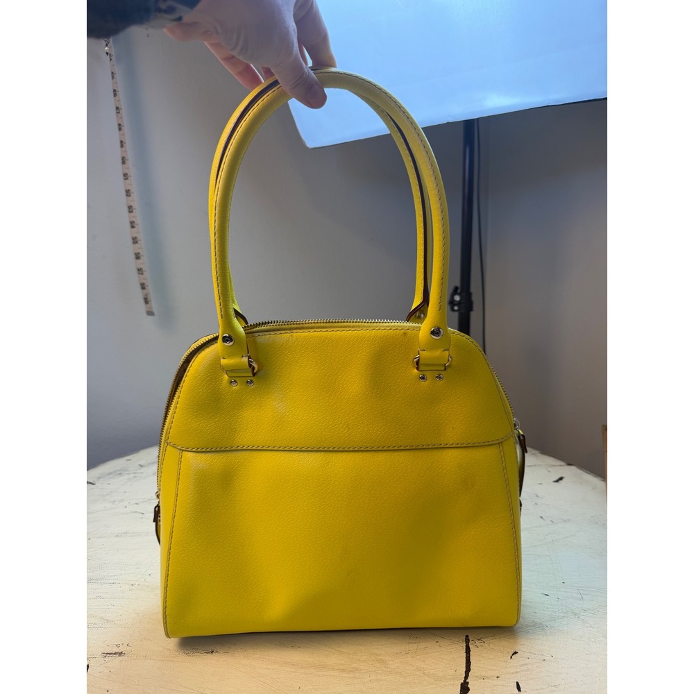 Kate Spade Satchel Womens Medium Yellow Pebbled Leather Dome Bag Summer Bright - Picture 6 of 10